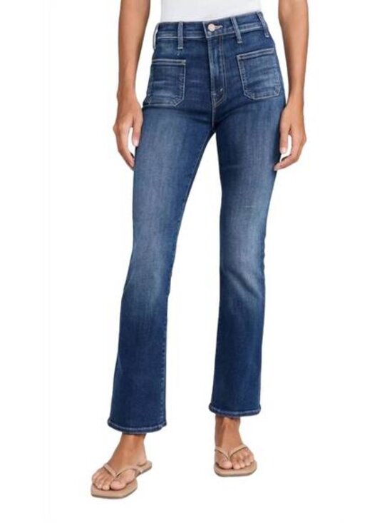 MOTHER Denim - MOTHER The Hustler Ankle Fray Patch Pocket Straight Leg Blue Jeans 25 Preowned